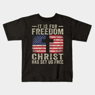 Christian Patriotic American Flag Gift For Men Women Freedom Kids T-Shirt